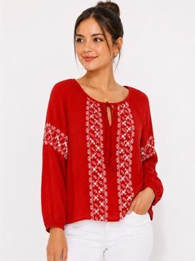 American Eagle Boho Embroidered Peasant Blouse NWT Size Small